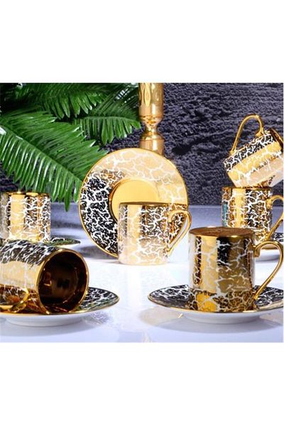 Kosova 12 Piece Gold Coffee Cup Set
