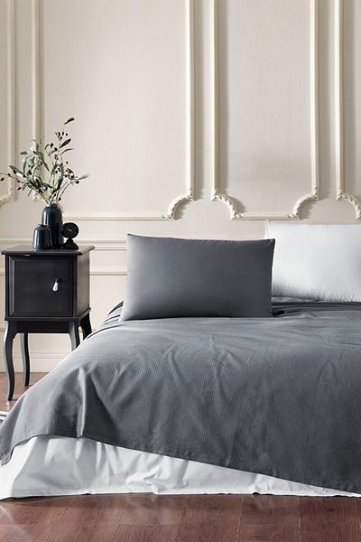 Özdilek Single Colorist Pique Set - Dark Gray and Light Gray