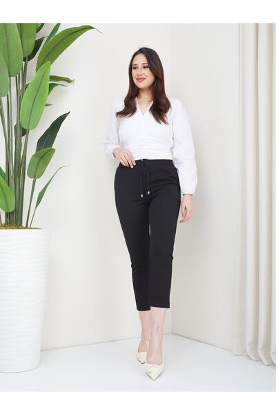 Günay Karaca Skinny Leg and Rope Detailed Elastic Waist Trousers 4666