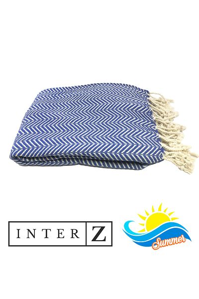 INTER Z Πετσέτα θαλάσσης 100% βαμβακερή, Xxl 100x180cm, Marmaris, Navy Blue