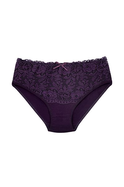 HNX 3-Piece Cotton Waist Lace Detailed High Waist Large Size Women's Panties