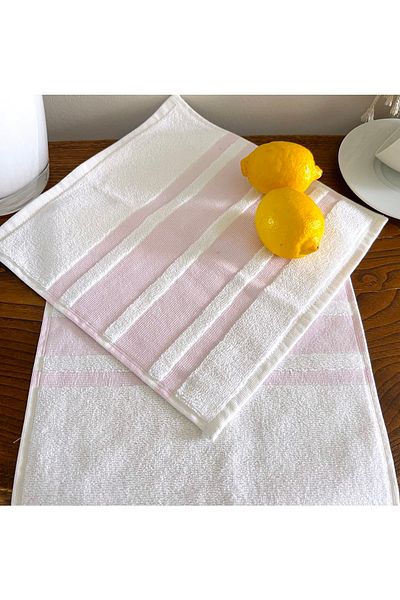 Shopiole 2 Pieces 30cmx30cm 100% Cotton Mini Towels - Set of 2 Kitchen Towels - Guest Hand Towels White Pink