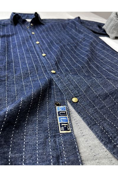 GULF BIRD Slim Fit καθαρό βαμβακερό τζιν πουκάμισο--σκούρα γραμμή--
