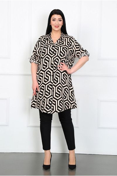 By Alba Collection Γυναικείο χιτώνα από βαμβακερή βισκόζη με μοτίβο βιζόν