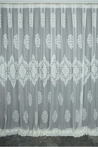 AKÇA TEKSTİL Embroidery 2 Model Color Single Wing Ready Planted Pleated Background Curtain 300*260 Cm