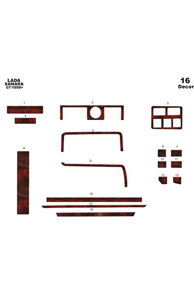 meriç cockpit design ميريتش ®   لادا سمارة توربيدو امامي مطلي ماهوجني 16 قطعة...