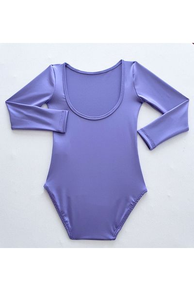 LULLY KİDS Lully Kids Girl's Lilac Long Sleeve Gymnastics Ballet Swimsuit