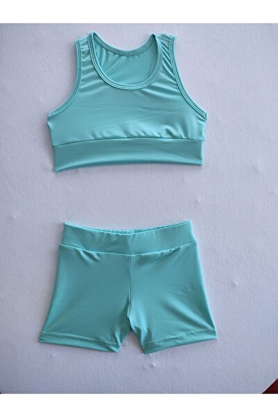 LULLY KİDS Lully Kids Дівчачий м'ятно-зелений бюстгальтер - комбінезон з шортами