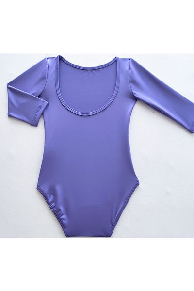 LULLY KİDS Lully Kids Girl's Lilac Capri Sleeve Gymnastics Ballet Swimsuit