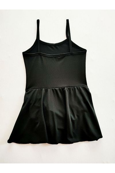 LULLY KİDS Girl's Black Rope Strap Skirt Swimsuit