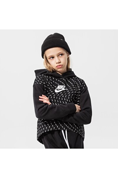 Nike G Nsw Flc Aop Hoodie Çocuk Siyah Günlük Stil Sweatshirt