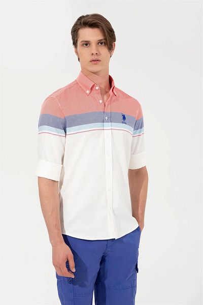 U.S. Polo Assn. Οριζόντιο ριγέ μακρυμάνικο ανδρικό πουκάμισο