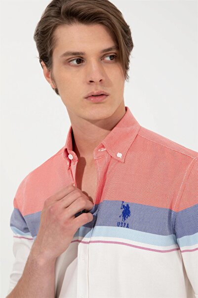 U.S. Polo Assn. Οριζόντιο ριγέ μακρυμάνικο ανδρικό πουκάμισο