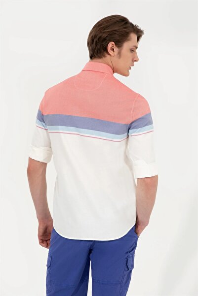 U.S. Polo Assn. Οριζόντιο ριγέ μακρυμάνικο ανδρικό πουκάμισο