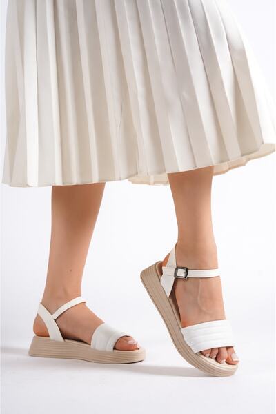 Cobbalt White Women's Soft Sole Ankle Strap Sandals Rm0482