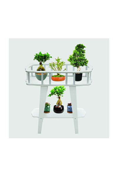 Vip Home Oval Ahşap Beyaz Çiçeklik