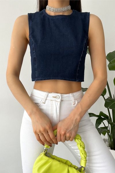 FEMELLE Bluză de denim crop pentru femei sezon nou