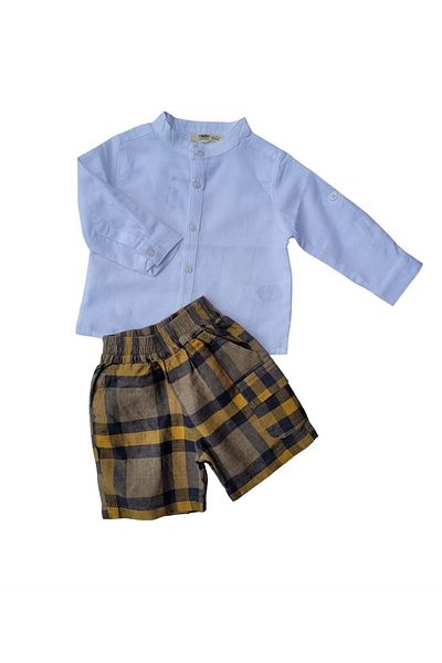 Çikoby Boy's Shirt Suit with Checkered Shorts