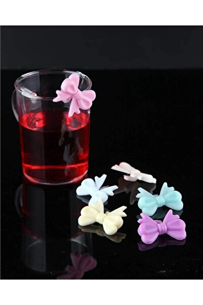 Flosoft 6’lı Silikon Bardak Işaretleyici, Renkli Fiyonk Bardak Kupa Fincan Ayırıcı 6 Adet