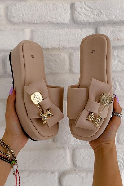 Shoebutik Papuci de scuba Dolly Beige