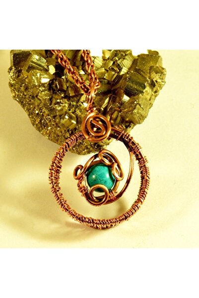 mba handmade jewelry قلادة نحاسية أصلية مصنوعة يدويًا من الكريستال الفيروزي ا...