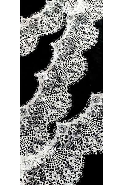 ALTAY TEKSTİL ÜRÜNLERİ White Bearded Lace Edge Wave Model (3 Mt)