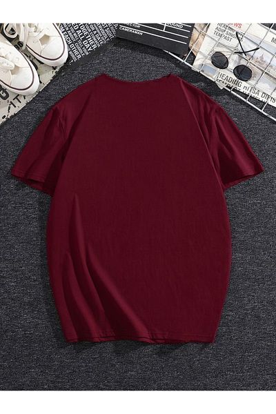 Pasage Griland Oversize Unisex Plum Color Cute Little Cat Printed T-shirt