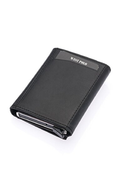 Westpolo Safari Genuine Leather Unisex Mechanical Wallet with Plenty of Card Holder Compartments