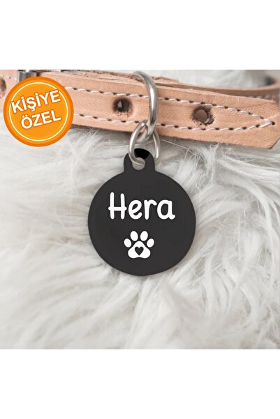 PATİMİO Isme Özel Çelik Kedi Köpek Isimlik Künyesi Siyah Renk