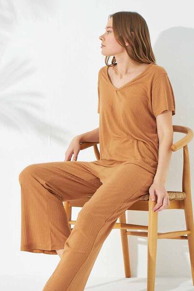 Siyah İnci Σετ Πιτζάμες με λεπτή πλεκτή τακούνι Soft Touch