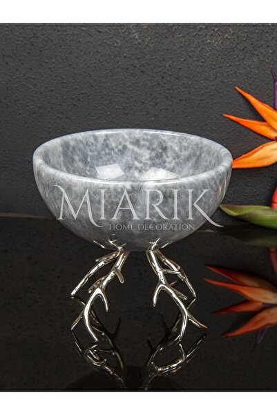 MIARIK DESIGN & DEKORASYON Mermer Kase Pirinç Geyik Boynuzu Ayak Detayli Kase