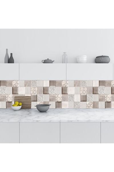 StickerArt Mutfak Tezgah Arası Folyo Fayans Kaplama Folyosu Rustik Desen 60x5...