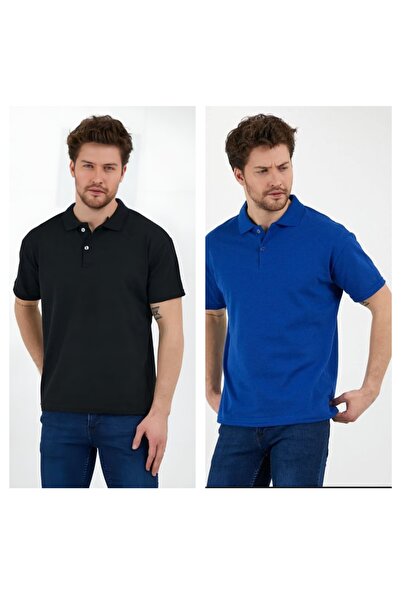 Pasage Unisex 2-Piece Collar Cotton Short Sleeve Slim Fit T-shirt