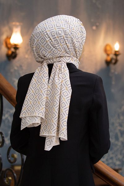 Vissona Γυναικεία Luxury Medina Silk Shawl Cream-6