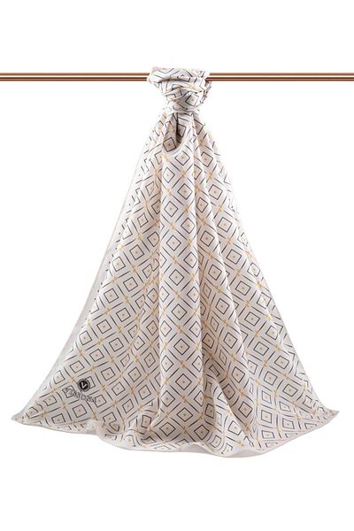 Vissona Γυναικεία Luxury Medina Silk Shawl Cream-6
