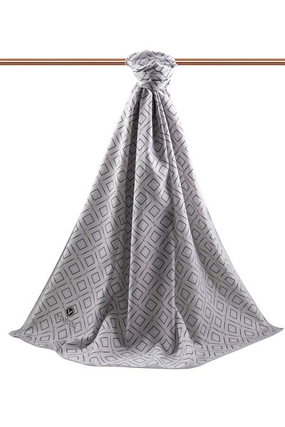 Vissona Γυναικείο σάλι πολυτελείας Medina Silver Silver-5