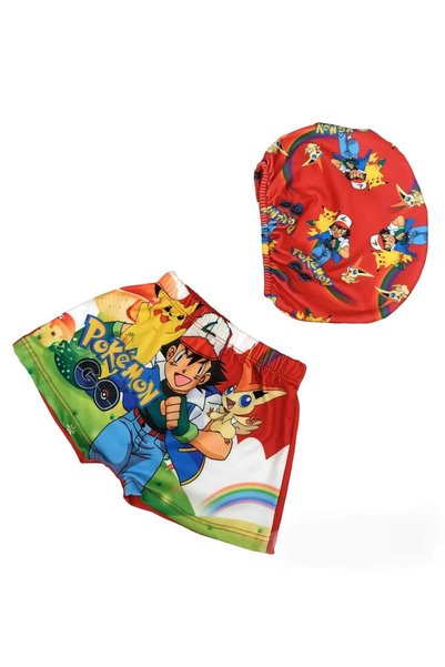 YDBKStore Erkek Çocuk(2-8yaş) Pokemon Baskılı Mayo Takım(mayo+bone)