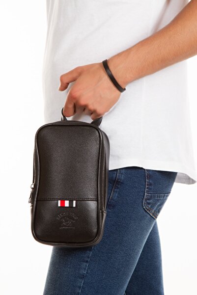 NEWISH POLO ACCESSORIES Мъжка черна кожена преносима чанта за подстригване Ча...