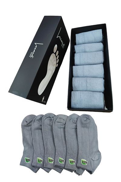 Leement socks Мъжки бамбукови 6 чифта безшевни къси чорапи до глезена с плосък пръст, удобни еластични