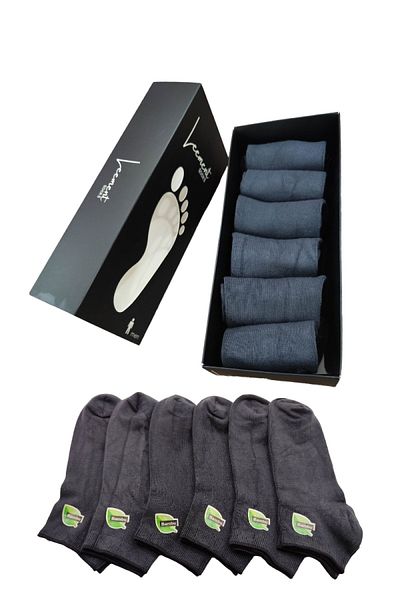 Leement socks Мъжки бамбукови 6 чифта безшевни къси чорапи до глезена с плосък пръст, удобни еластични