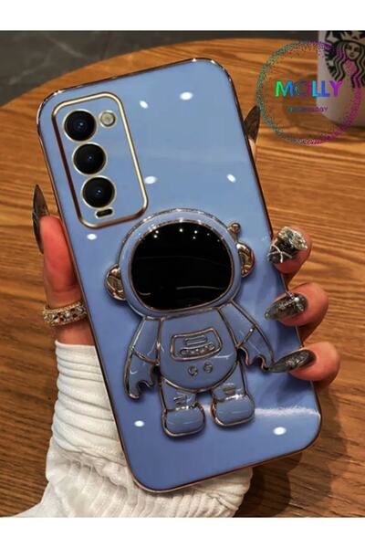 Molly Technology Tecno Camon 18p Için Petrol Mavisi Astronot Standlı Kenarlar...