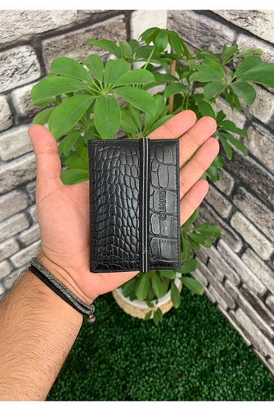 GUARD Black Croco Patterned Elastic Sports Card Holder