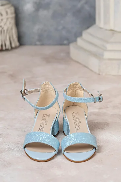 MİNİ WOMEN Girl's Heeled Shoes Blue Glitter