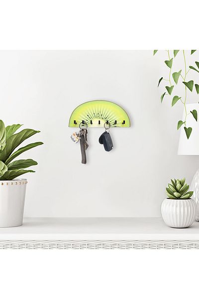 CajuArt Wooden Kitchen Ornament - Half Kiwi Design, Wall Hanger Decor