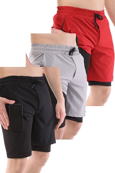 GHASSY CO. Ανδρικά 3 Πακέτα Running Quick Dry Micropoly Training Fitness Κοντό κολάν Αθλητικό σορτς