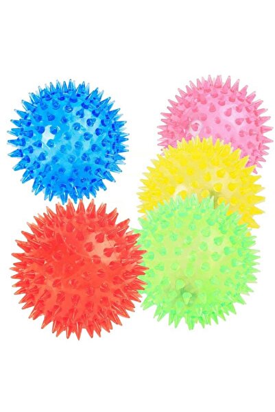 Zeynelyerebasan Işıklı Kauçuk Dikenli Top Köpek Oyuncağı 6,5 Cm