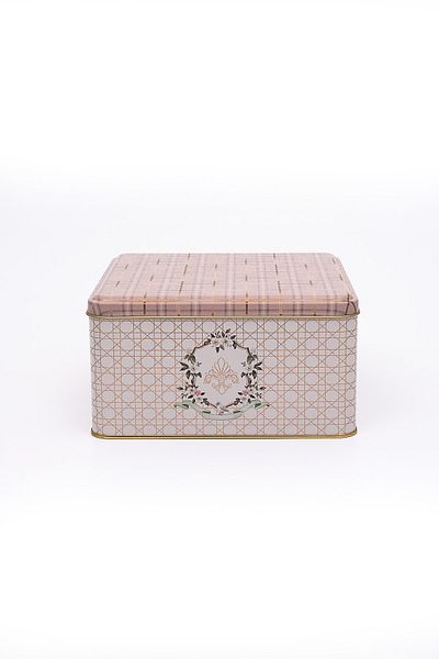 EVLE Er028-u7 Rosy Patterned Square Metal Storage Container 20x20 Cm