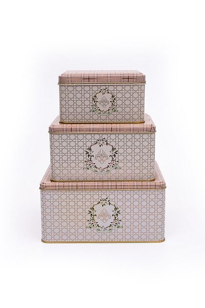 EVLE Rosy Patterned Metal Storage Container, Organizer Box, Makeup Organizer Erb13u7