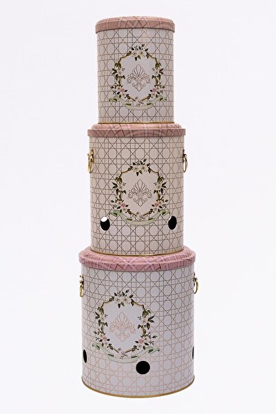 EVLE Metal Patates Soğan Kovası - Sebzelik - Patates Soğanlık Sepeti Sarımsaklık 3lü Set, Rosy Erb29u7