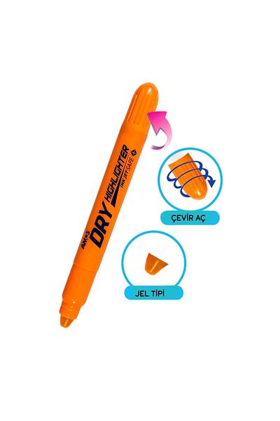 Amos Orange Highlighter - Box of 12, Dry Open Gel